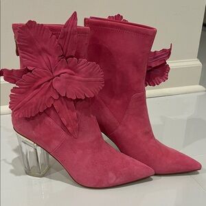 CECELIA NEW YORK Pink Floral Heeled Boots